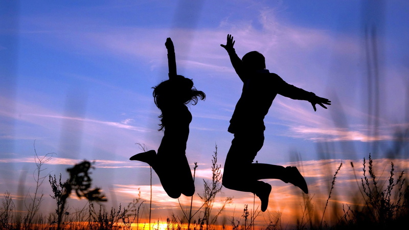 cheerful, enjoyment, 1080P, males, shadow, grass, sunset, night, sky, fun, outdoors, dusk, teenage Girls, young Adult, happiness, silhouette, vitality