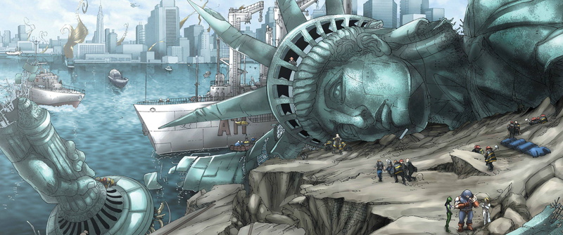 superhero, statue, artwork, liberty, statue of liberty, x, men, 2K