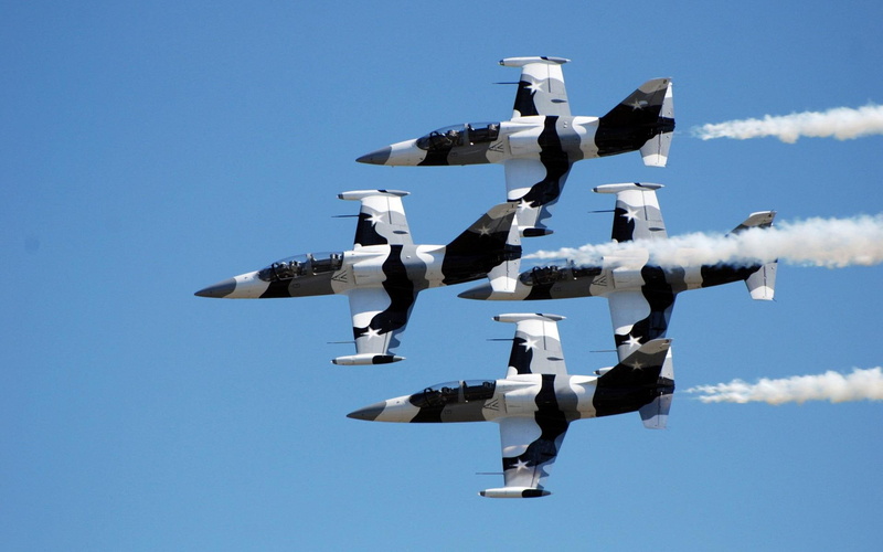 blue, white, 1080P, aircraft, camo, 1920x1200, l, albatros, black, planes, jet, four, aero l-39 albatros, aero