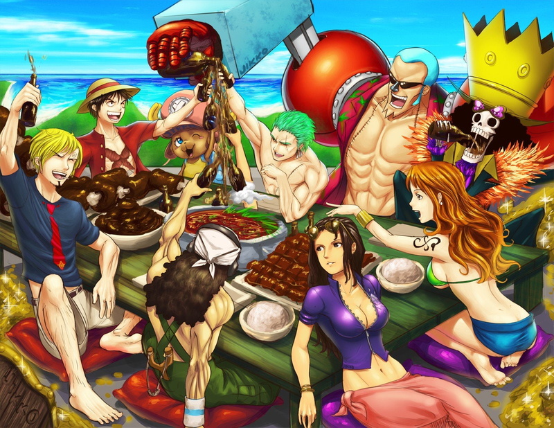monkey, usopp, luffy, tribute, cheers, manga, zoro, franky, roronoa, chopper, sanji, robin, nico, nami, piece, brook, anime, 720P, tony