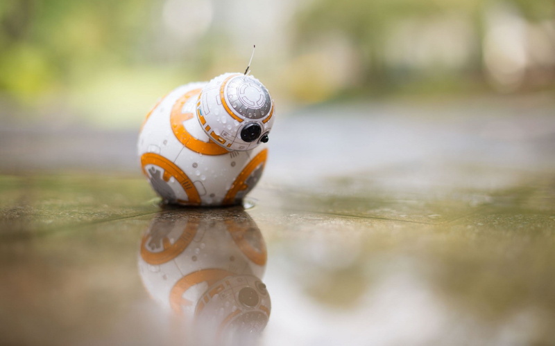 water, water drops, 1080P, toys, Star Wars, reflection, BB-8
