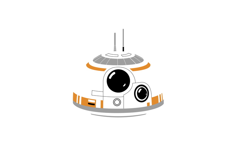 2K, minimalism, BB-8, portrait display, robot, Star Wars: The Force Awakens, Star Wars