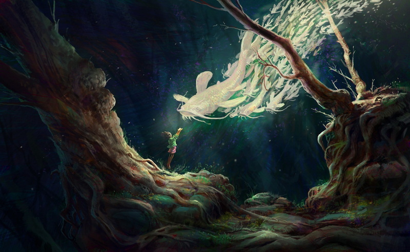 Spirit, 1080P, fish, artwork, Catfish, fantasy art