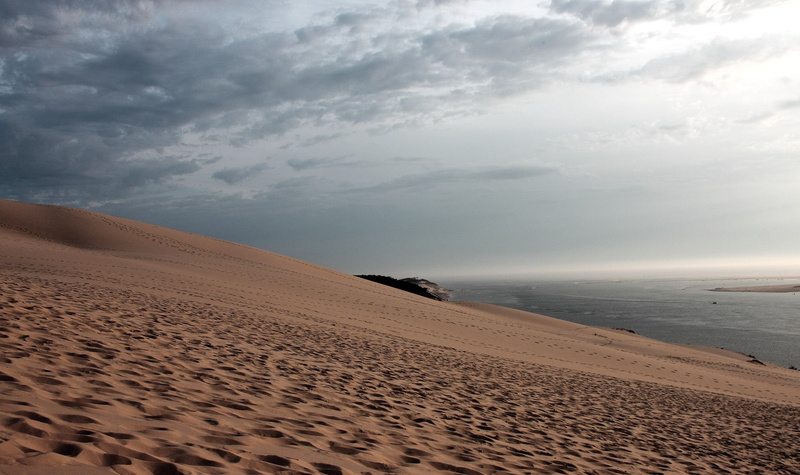 sand dune, arcachon, dramatic sky, horizon, water, tranquility, 1080P, dune you pilat, nature, atlantic coast, sea, seascape, horizon over water, beauty in nature