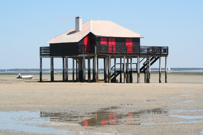 building exterior, water, arcachon, basin of arcachon, nature, 2K, land, sea, built structure, man made structure, outdoors, no people, clear sky, hut