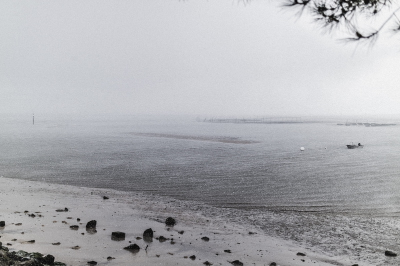 tranquility, outdoors, horizon, pier, horizon over water, hail, arcachon, france, idyllic, sea, no people, water, nature, landscape, sky, land, fog, 5K