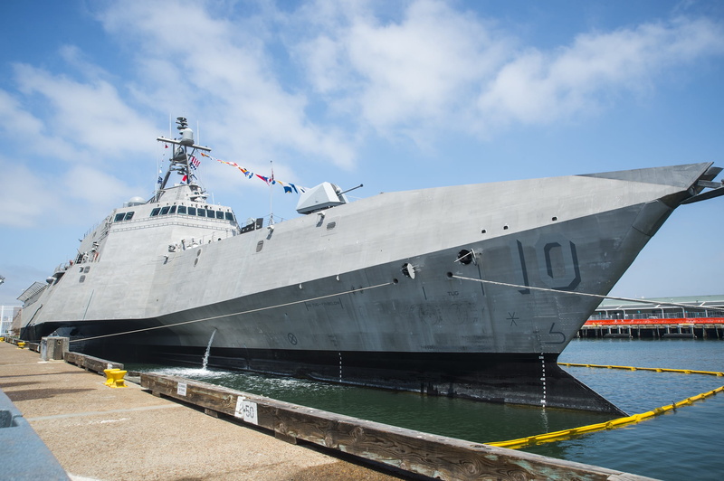 outdoors, navy, moored, littoral combat ship, aerospace industry, harbor, naval, airplane, water, united states navy, cloud - sky, nature, air vehicle
