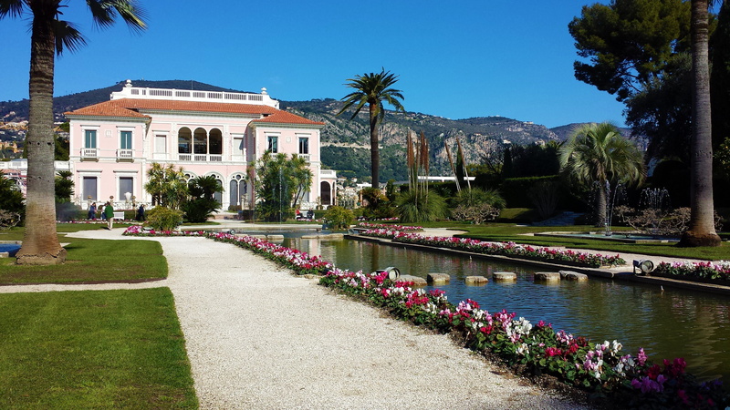 flower, building exterior, côte dazur, park, luxury, sky, home, city, mediterranean, plant, provence, saint-jean-cap-ferrat, rothschild, ephrussi, palm tree