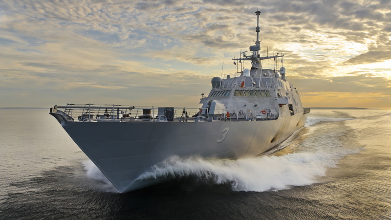 LCS-3, USS Fort Worth, military, gray, USA Army, littoral, sunsest, combat ship, 4K, Freedom-class, U.S. Navy, sea, ship