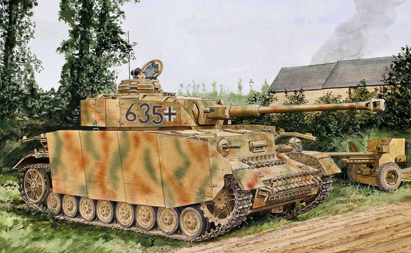 Normandy, Gun, tank, shrub, HJ Division, House, Tanker, Pz.Kpfw.IV Ausf H, 1080P, Pz.IV, Trees, Western front, average