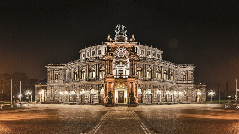 palace, opera, ornate, city, facade, historically, 1080P, no people, landmark, architecture, illuminated, the past, saxony, places of interest, monument