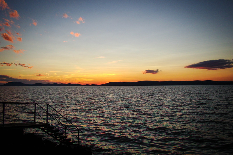 tranquility, sunset, scenics - nature, lake balaton, sea, orange color, cloud - sky, idyllic, horizon, siófok, no people, 2K, nature, non-urban scene