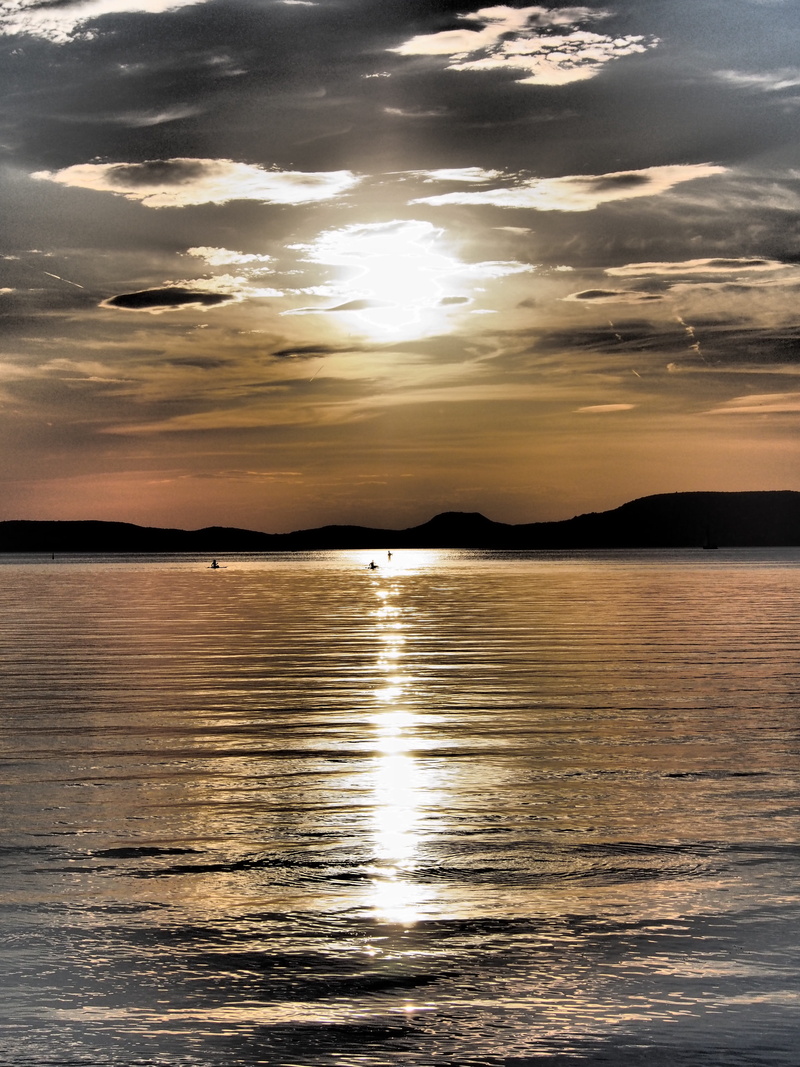 tranquility, idyllic, Water, mountain, 4K, no people, lights, sunlight, scenics, tranquil scene, cloud - sky, Clouds, Lake Balaton, sky, Nature, lake