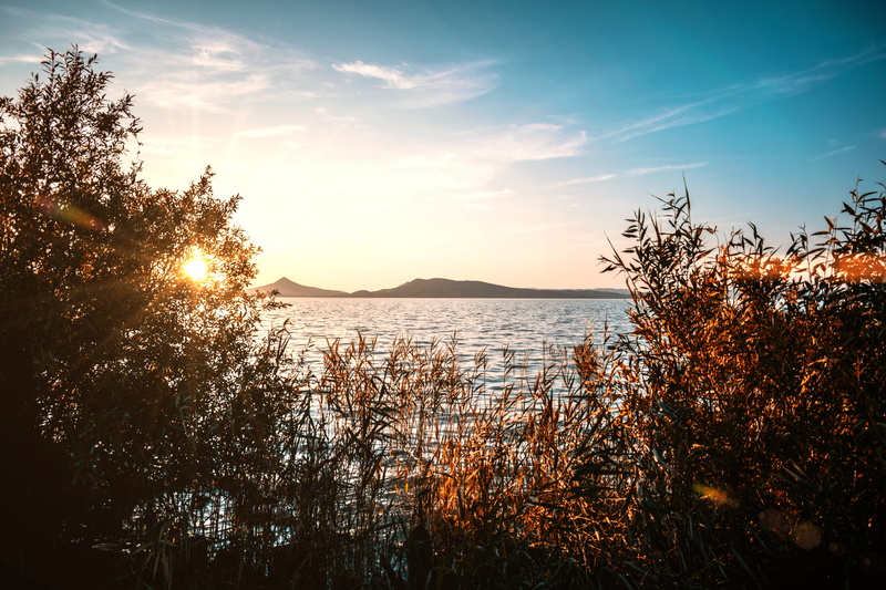 hungary, plant, autumn, sea, growth, balaton, non-urban scene, river, mountain, balatonfüred, blue sky, landscape, sunet, water, outdoors, pc, tranquil scene