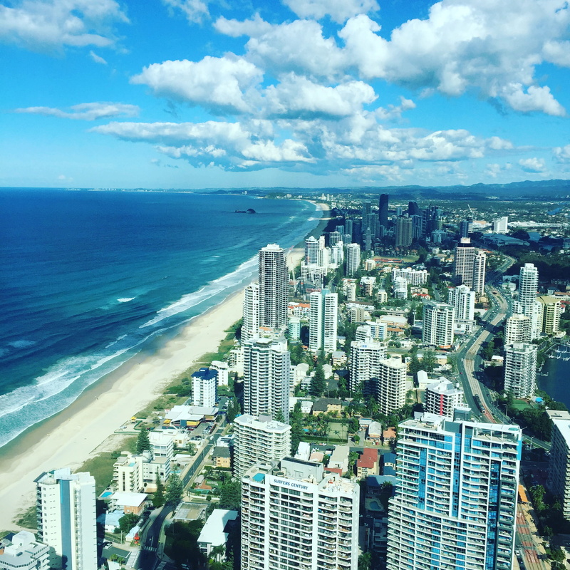 horizon over water, skyscraper, australia, water, buildings, outdoors, sea, high angle view, apartments, nature, sky, office building exterior, gold coast