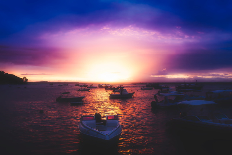 clouds, mode of transportation, sao paulo, sunet, bay, water, ships, white, cloud - sky, beautiful, orange color, nature, boats, outdoors, harbor, 1080P