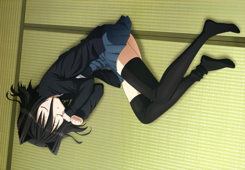high angle view, art and craft, striped, textile, haired, creativity, black, representation, shadow, koi to senkyo to chocolate, girl, anime, pattern, on the floor