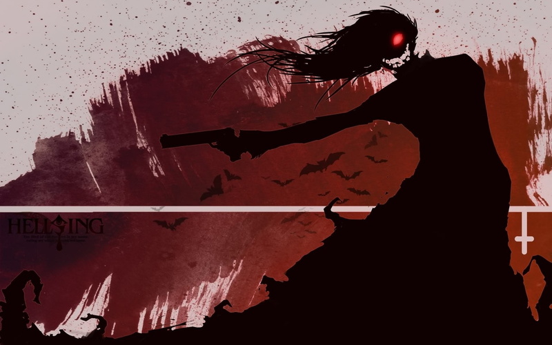 Hellsing, anime, Alucard, bats, 1080P, pistol, vampires