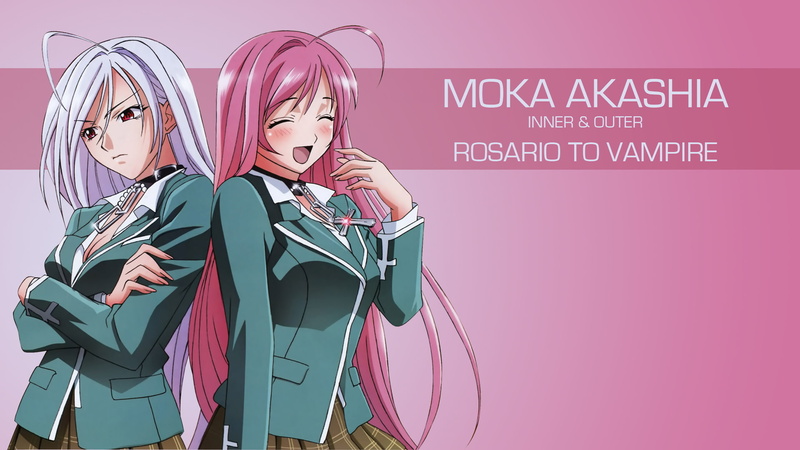 white hair, Rosario + Vampire, indoors, vampires, fashion, people, Akashiya Moka, connection, front view, red eyes, beautiful woman, adult, 1080P, standing