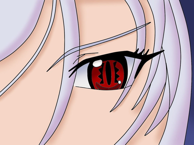 Akashiya Moka, face, vampires, anime girls, red eyes, 480P, Rosario + Vampire, white hair