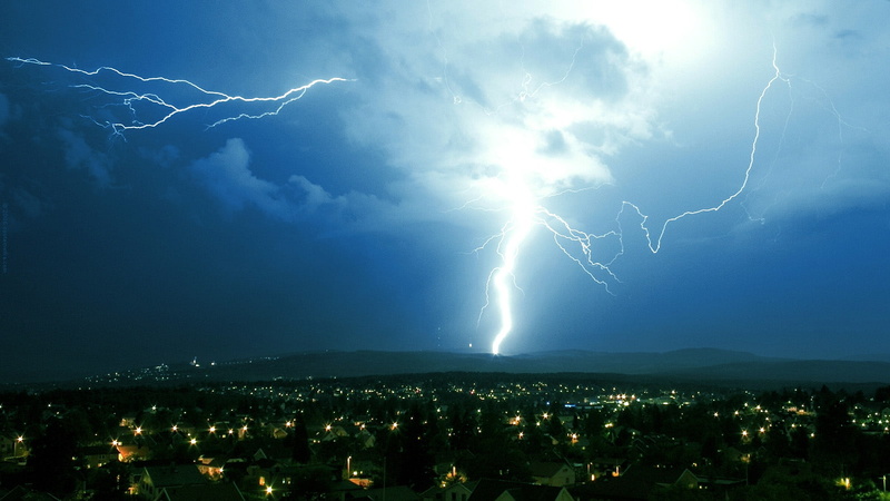 lightning, suburb, hd, 720P, neighborhood, storm, nature, cloud