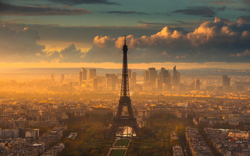 hd, tower, eiffel, cityscape, 1080P, paris, clouds, buildings