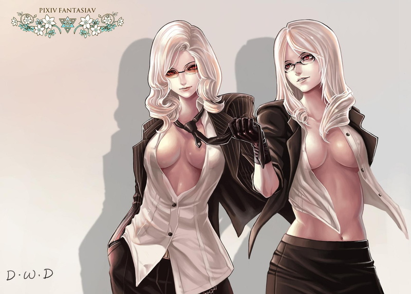 fantasia, manga, fantasy, TIE, red, women, pixiv, abstract, eyes, x, 720P, glasses, art, hd, anime