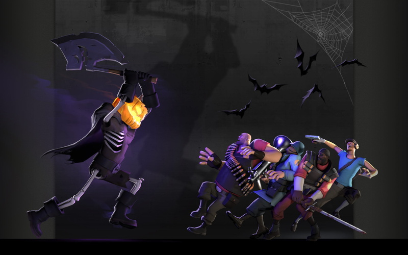 halloween, heavy, bats, soldier, scout, lantern, webs, demoman, fortress, jack, spider, team, 2K, tf2