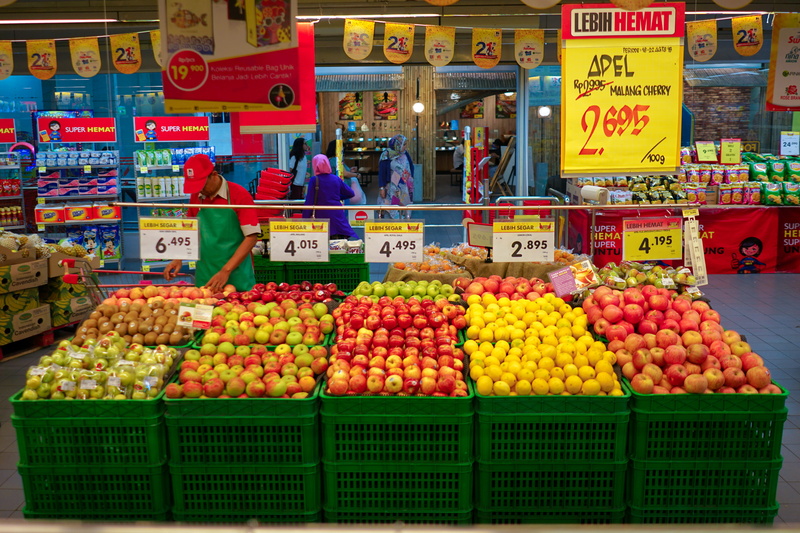 variation, stall, supermarket, abundance, indonesia, grocery, text, freshness, choice, food, market stall, arrangement, retail, fruit, no people, for sale