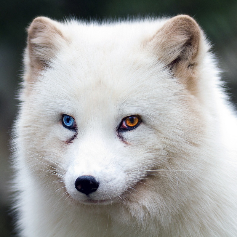 close up, fox, Arctic fox, wildlife, fur, blue eyes, heterochromia, brown eyes, ears, 1080P, animal, snout