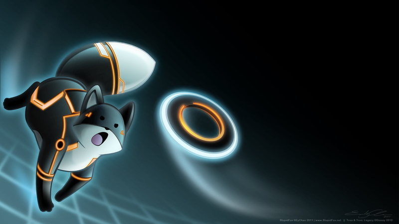 indoors, Tron: Legacy, finance, illustration, black background, lighting equipment, night, Stupid Fox, cat, animal representation, 1080P, representation