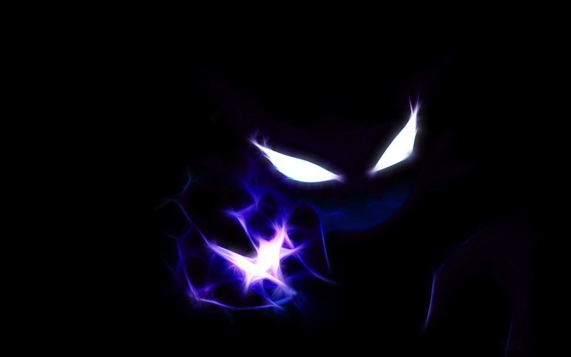 blue, Haunter (Pokémon), close-up, glowing, indoors, fire, burning, Pokémon, stove, heat - temperature, studio shot, abstract, black color, illuminated
