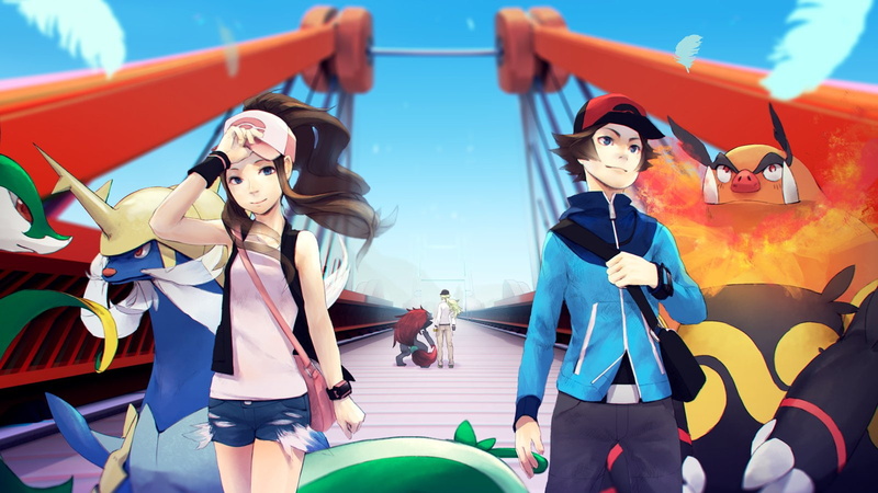 young women, Pokemon: Black and White, multi colored, Pokémon, people, adult, Serperior (Pokemon), women, nautical vessel, mode of transportation, outdoors