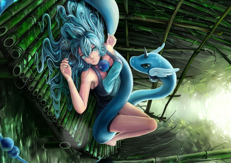 Dragonair (Pokemon), Clair, 720P, Pokémon: Gold and Silver, Bamboo, Pokémon