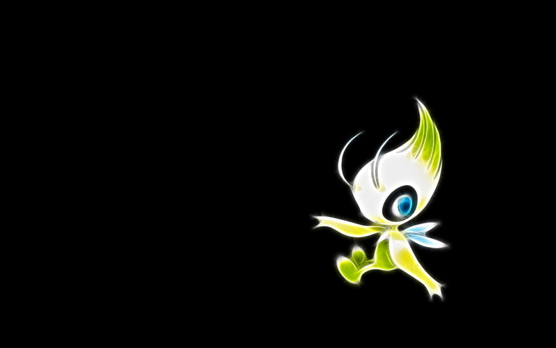 cut out, flame, black background, 1080P, toy, green color, plant, nature, pattern, shape, illuminated, close-up, Celebi (Pokémon), plant part, burning