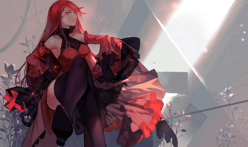 leisure activity, event, anime girls, Pixiv, three quarter length, knight, indoors, Elsword, lifestyles, red, adult, clothing, celebration, 1080P, sunlight