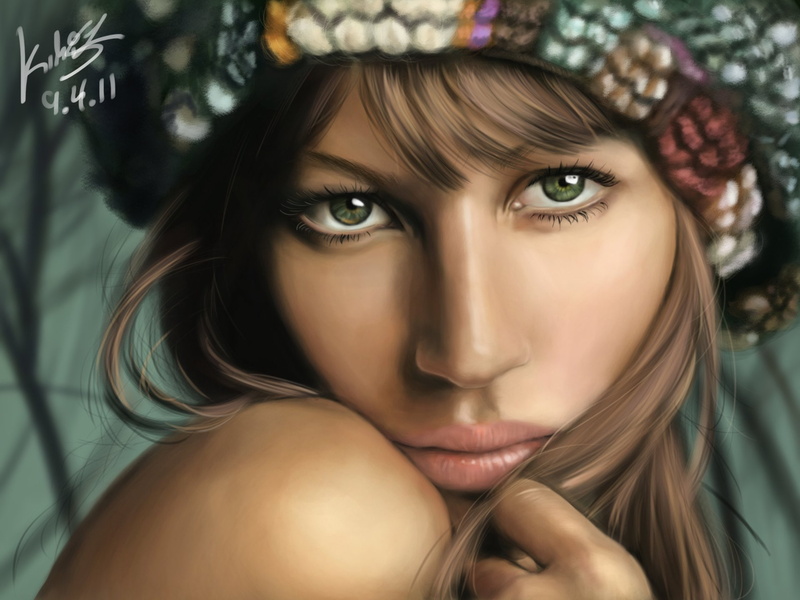 Gisele Bündchen, Gisele Bundchen, beautiful woman, portrait, hairstyle, body part, beauty, 1080P, females, hair, Models, make-up, looking at camera, human face