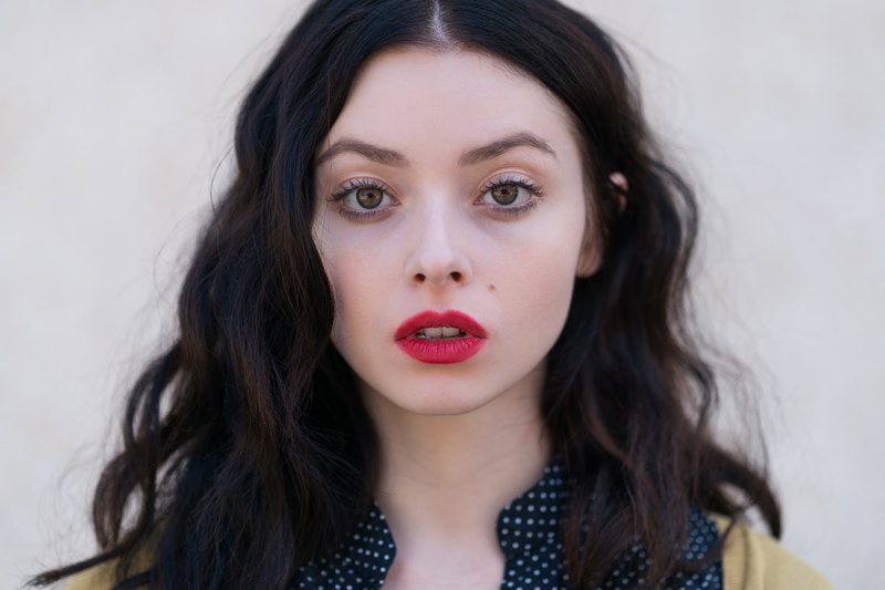 mouth open, red lipstick, Alina Phillips, beautiful woman, brown hair, lipstick, puckering, make-up, adult, human lips, one person, front view, portrait