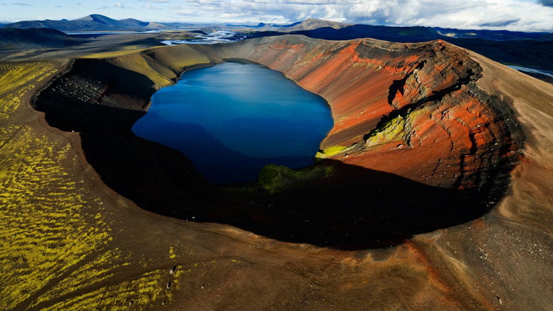 lake, mountain, red, tranquil, 1080P, landscape, beauty, sky, clouds, peacefull, nature