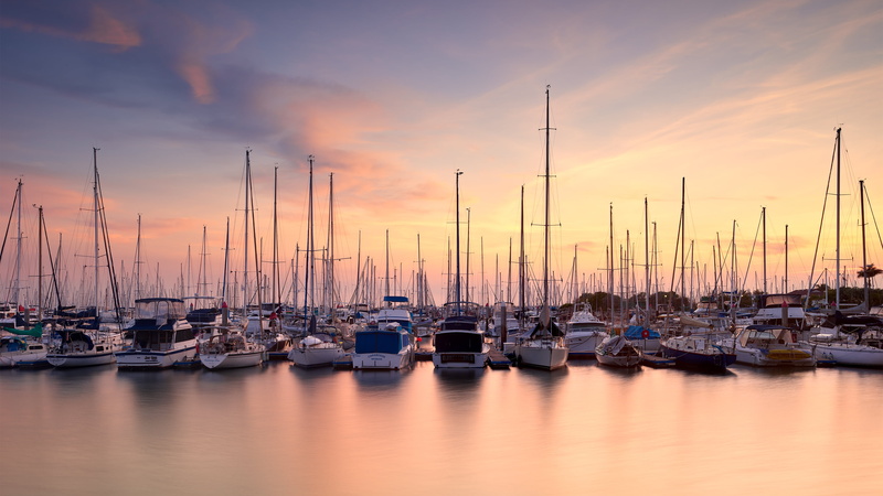 sea, sunrise, yachts, 4K, landscape, peacefull, sunset, nature