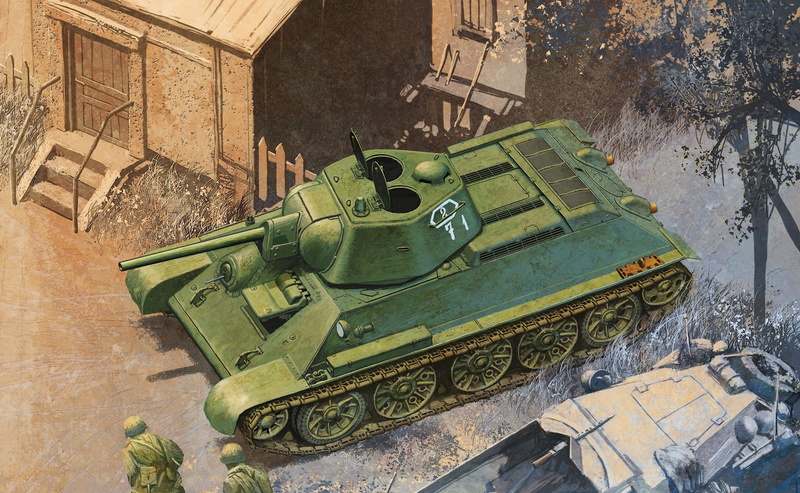 2K, Figure, illustration, 1942, Average, Thirty-four, Sample, T-34/76, Tank, 5 f-34, army, 76/41, Soviet, green