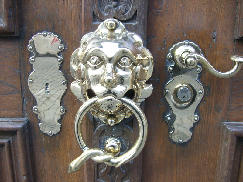 entrance, outdoors, silver colored, door handle, art and craft, wood - material, antique, metal, animal, lion - feline, museum, protection, close-up, feline