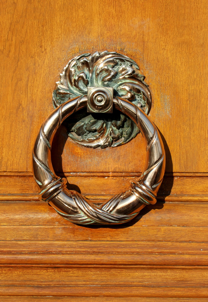 close-up, entrance, brass, safety, geometric shape, shape, door, knob, Door Knob, circle, iron, Thumper, wood - material, handle, door knocker, security