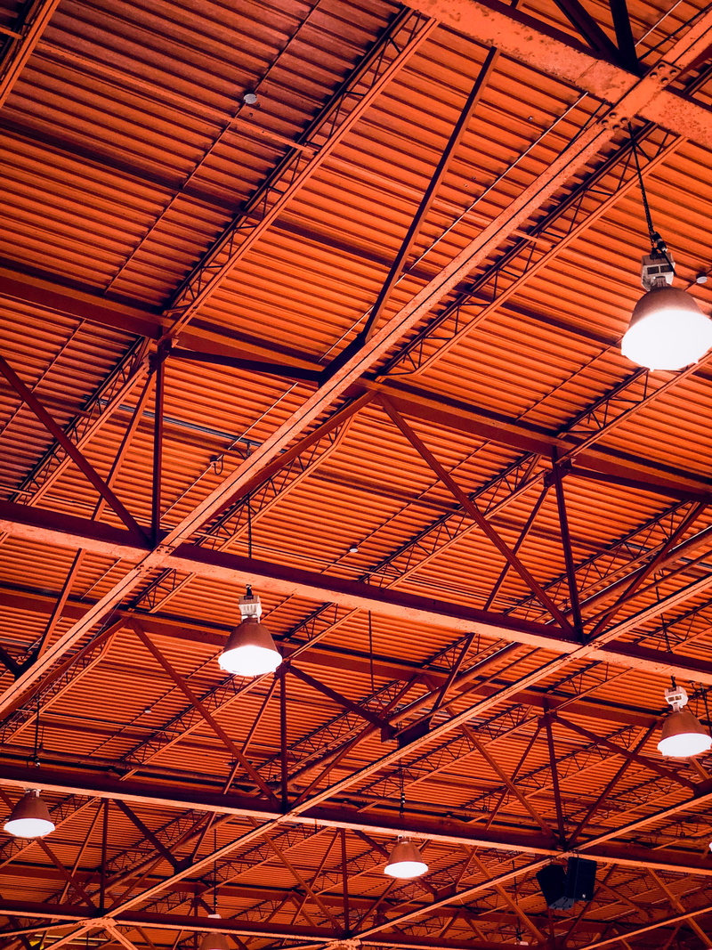 stripes, low angle view, christmas, pattern, canopy, pendant, light fixture, warm, metal, lamps, cold, lighting, ceiling, beams, no people, porch, minimal