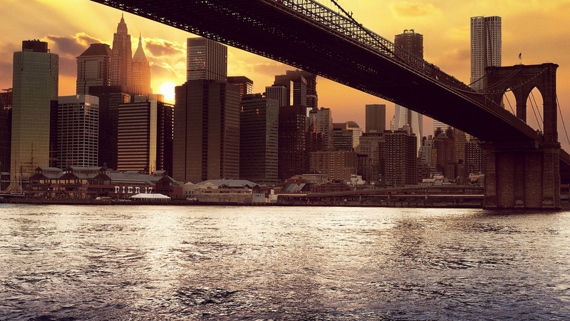 waterfront, cityscape, landscape, dusk, bay, modern, skyscraper, device, summer, beach, clouds, horizon, bridge, scene, harbor, coast, nature, landmark