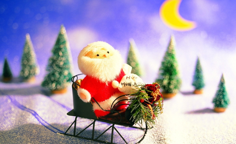 tree, decoration, art and craft, indoors, celebration, christmas ornament, holiday, Holidays, Santa, holiday - event, 1080P, sled, representation, creativity