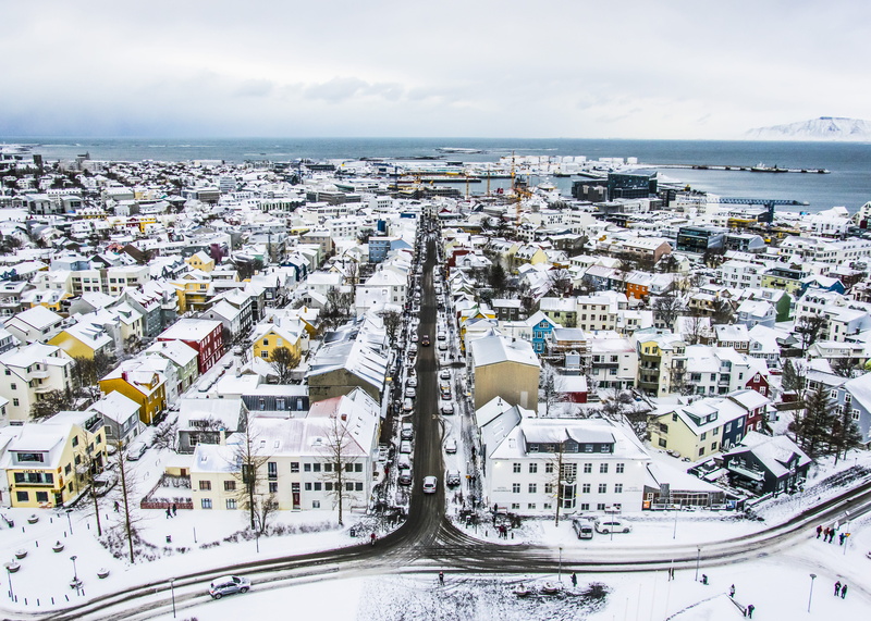 cold - Temperature, buildings, urban Skyline, sea, panoramic, travel, outdoors, city, atlantic, frost, aerial, season, drone view, tourism, mountain, famous Place