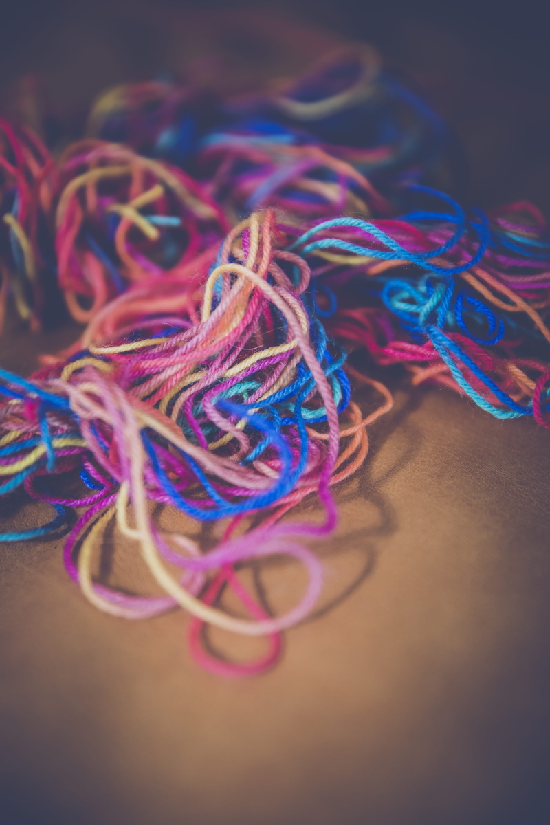 blue, 5K, wool, colourful, selective focus, colorful, no people, still life, choice, studio shot, orange, variation, yellow, indoors, close-up, connection