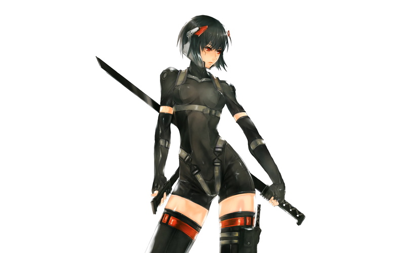 gi, future, oh, 720P, white, hd, black, woman, samurai, cartoon/comic, suit, leather, yu, anime