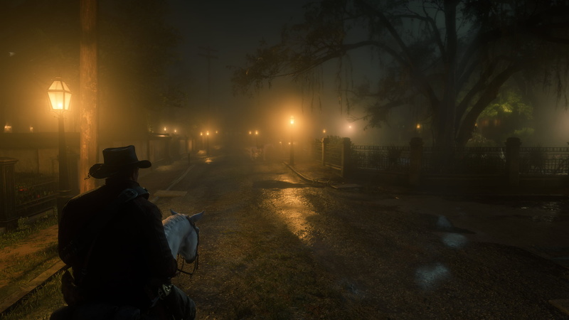 Red Dead Redemption 2, 2K, Red Dead Redemption II, lamp, video games, city, night